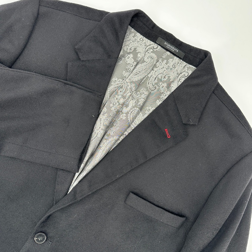 STUDIOSUITS Men's Black Pure Cashmere Blazer Paisley Lined‎ Woven Italy